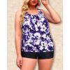 imageYonique Plus Size Tankini Swimsuits for Women Blouson Tankini Tops with Swim Shorts Two Piece Bathing SuitsPurple Floral