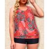 imageYonique Plus Size Tankini Swimsuits for Women Blouson Tankini Tops with Swim Shorts Two Piece Bathing SuitsRed Floral
