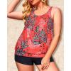 imageYonique Plus Size Tankini Swimsuits for Women Blouson Tankini Tops with Swim Shorts Two Piece Bathing SuitsRed Floral