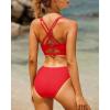 imageYonique Sporty Bikini Athletic Bikini Swimsuit for Women Two Piece Bathing Suit for Teen Juniors High Neck Swimwear