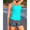 imageYonique Two Piece Tankini Swimsuits for Women with Shorts Athletic Bathing Suits Tummy Control SwimwearAqua Blue Floral