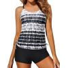 imageYonique Two Piece Tankini Swimsuits for Women with Shorts Athletic Bathing Suits Tummy Control SwimwearBlack  White Gradient