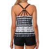imageYonique Two Piece Tankini Swimsuits for Women with Shorts Athletic Bathing Suits Tummy Control SwimwearBlack  White Gradient