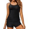 imageYonique Two Piece Tankini Swimsuits for Women with Shorts Athletic Bathing Suits Tummy Control SwimwearBlack