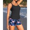 imageYonique Two Piece Tankini Swimsuits for Women with Shorts Athletic Bathing Suits Tummy Control SwimwearBlack Flamingo