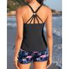 imageYonique Two Piece Tankini Swimsuits for Women with Shorts Athletic Bathing Suits Tummy Control SwimwearBlack Flamingo