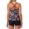 imageYonique Two Piece Tankini Swimsuits for Women with Shorts Athletic Bathing Suits Tummy Control SwimwearBlack Floral 02