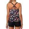 imageYonique Two Piece Tankini Swimsuits for Women with Shorts Athletic Bathing Suits Tummy Control SwimwearBlack Floral