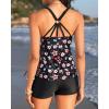 imageYonique Two Piece Tankini Swimsuits for Women with Shorts Athletic Bathing Suits Tummy Control SwimwearBlack Floral