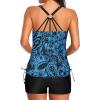 imageYonique Two Piece Tankini Swimsuits for Women with Shorts Athletic Bathing Suits Tummy Control SwimwearBlue Paisley