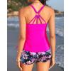 imageYonique Two Piece Tankini Swimsuits for Women with Shorts Athletic Bathing Suits Tummy Control SwimwearPink Floral