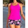 imageYonique Two Piece Tankini Swimsuits for Women with Shorts Athletic Bathing Suits Tummy Control SwimwearPink Floral