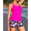 imageYonique Two Piece Tankini Swimsuits for Women with Shorts Athletic Bathing Suits Tummy Control SwimwearPink Floral