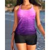 imageYonique Two Piece Tankini Swimsuits for Women with Shorts Athletic Bathing Suits Tummy Control SwimwearPurple Gradient