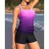 imageYonique Two Piece Tankini Swimsuits for Women with Shorts Athletic Bathing Suits Tummy Control SwimwearPurple Gradient