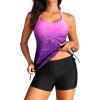 imageYonique Two Piece Tankini Swimsuits for Women with Shorts Athletic Bathing Suits Tummy Control SwimwearPurple Gradient