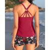 imageYonique Two Piece Tankini Swimsuits for Women with Shorts Athletic Bathing Suits Tummy Control SwimwearRed Floral 02