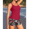 imageYonique Two Piece Tankini Swimsuits for Women with Shorts Athletic Bathing Suits Tummy Control SwimwearRed Floral 02