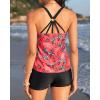 imageYonique Two Piece Tankini Swimsuits for Women with Shorts Athletic Bathing Suits Tummy Control SwimwearRed Floral