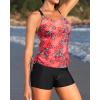 imageYonique Two Piece Tankini Swimsuits for Women with Shorts Athletic Bathing Suits Tummy Control SwimwearRed Floral