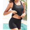 imageYonique Two Piece Tankini Swimsuits for Women with Shorts Athletic Bathing Suits Tummy Control SwimwearSolid Black 02