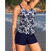 imageYonique Two Piece Tankini Swimsuits for Women with Shorts Athletic Bathing Suits Tummy Control SwimwearTibetan Blue Flower