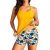 imageYonique Two Piece Tankini Swimsuits for Women with Shorts Athletic Bathing Suits Tummy Control SwimwearYellow Floral
