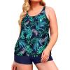 Navy Blue Green Leaf