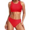imageYonique Sporty Bikini Athletic Bikini Swimsuit for Women Two Piece Bathing Suit for Teen Juniors High Neck Swimwear