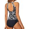 imageYonique Two Piece High Neck Tankini Swimsuits for Women Tummy Control Bathing Suits Floral Print SwimwearBlack Flower