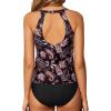imageYonique Two Piece High Neck Tankini Swimsuits for Women Tummy Control Bathing Suits Floral Print SwimwearBlack Paisley 02