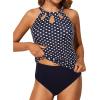 imageYonique Two Piece High Neck Tankini Swimsuits for Women Tummy Control Bathing Suits Floral Print SwimwearBlack Polka Dot