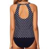 imageYonique Two Piece High Neck Tankini Swimsuits for Women Tummy Control Bathing Suits Floral Print SwimwearBlack Polka Dot