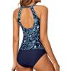 imageYonique Two Piece High Neck Tankini Swimsuits for Women Tummy Control Bathing Suits Floral Print SwimwearBlue Flower 02
