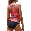 imageYonique Two Piece High Neck Tankini Swimsuits for Women Tummy Control Bathing Suits Floral Print SwimwearCoral