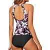 imageYonique Two Piece High Neck Tankini Swimsuits for Women Tummy Control Bathing Suits Floral Print SwimwearPurple Tie Dye