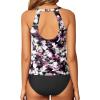 imageYonique Two Piece High Neck Tankini Swimsuits for Women Tummy Control Bathing Suits Floral Print SwimwearPurple Tie Dye
