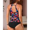 imageYonique Two Piece High Neck Tankini Swimsuits for Women Tummy Control Bathing Suits Floral Print SwimwearRed Flower