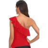 imageYonique Womens One Shoulder Tankini Tops Ruffle Swim Tops Strapless Bathing Suit Tops No Bottoms Red M