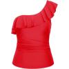 imageYonique Womens One Shoulder Tankini Tops Ruffle Swim Tops Strapless Bathing Suit Tops No Bottoms Red M