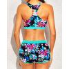 imageYonique 3 Piece Athletic Tankini Swimsuits for Women with Shorts Swim Tank Tops with Sports Bra and Boyshorts Bathing SuitsAqua Colorful Floral