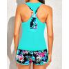 imageYonique 3 Piece Athletic Tankini Swimsuits for Women with Shorts Swim Tank Tops with Sports Bra and Boyshorts Bathing SuitsAqua Colorful Floral