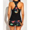 imageYonique 3 Piece Athletic Tankini Swimsuits for Women with Shorts Swim Tank Tops with Sports Bra and Boyshorts Bathing SuitsBlack Colorful Dinosaur