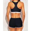 imageYonique 3 Piece Athletic Tankini Swimsuits for Women with Shorts Swim Tank Tops with Sports Bra and Boyshorts Bathing SuitsBlack White