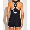 imageYonique 3 Piece Athletic Tankini Swimsuits for Women with Shorts Swim Tank Tops with Sports Bra and Boyshorts Bathing SuitsBlack White