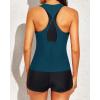 imageYonique 3 Piece Athletic Tankini Swimsuits for Women with Shorts Swim Tank Tops with Sports Bra and Boyshorts Bathing SuitsBlack and Blue 01