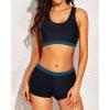 imageYonique 3 Piece Athletic Tankini Swimsuits for Women with Shorts Swim Tank Tops with Sports Bra and Boyshorts Bathing SuitsBlack and Blue 01