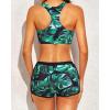 imageYonique 3 Piece Athletic Tankini Swimsuits for Women with Shorts Swim Tank Tops with Sports Bra and Boyshorts Bathing SuitsBlack and Green Leaves