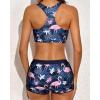 imageYonique 3 Piece Athletic Tankini Swimsuits for Women with Shorts Swim Tank Tops with Sports Bra and Boyshorts Bathing SuitsBlue  Flamingo
