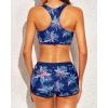 imageYonique 3 Piece Athletic Tankini Swimsuits for Women with Shorts Swim Tank Tops with Sports Bra and Boyshorts Bathing SuitsBlue Floral
